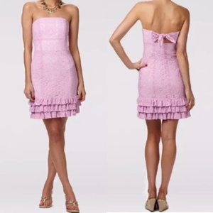 Lilly Pulitzer Strapless Lace Overlay Ruffle Dress
